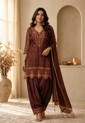 Heavy Handwork Farshi Shalwar Suit – Bronze