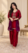 Maroon Festive Farshi Shalwar Suit