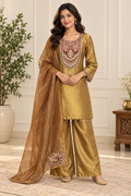 Golden Tissue Embroidered Suit
