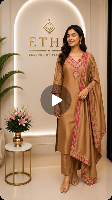 Gold Tissue Silk Zardosi 3-Piece Suit
