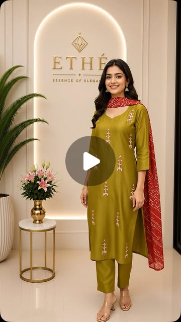 Olive Green Silk 3-Piece Suit