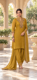 Kundan Work Farshi Set – Mustard