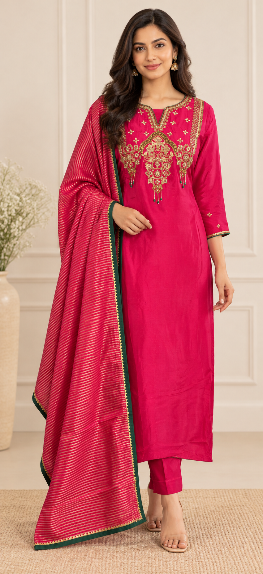 Rani Pink Embroidered Suit
