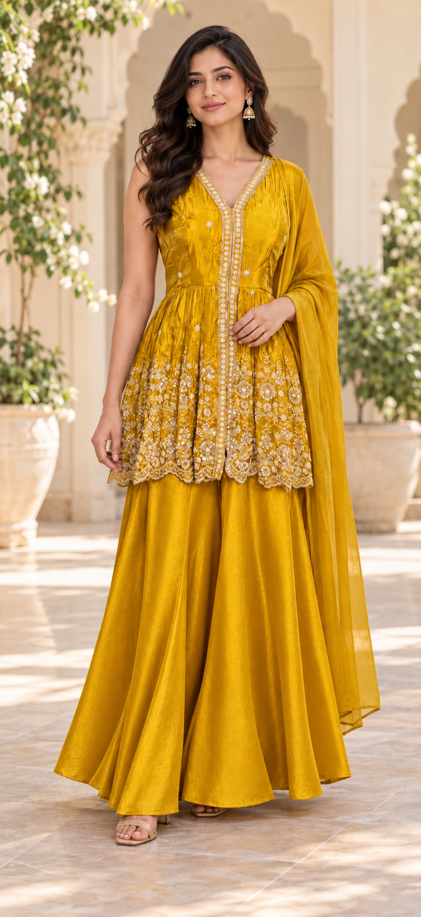 Bollywood Style Sharara Set – Yellow Gold
