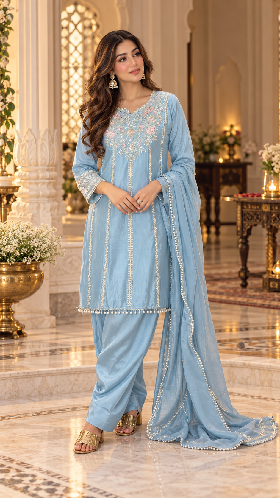 Pearl HandWork Farshi Shalwar suit
