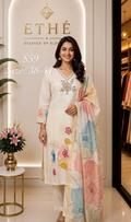 Ivory Floral Applique Suit