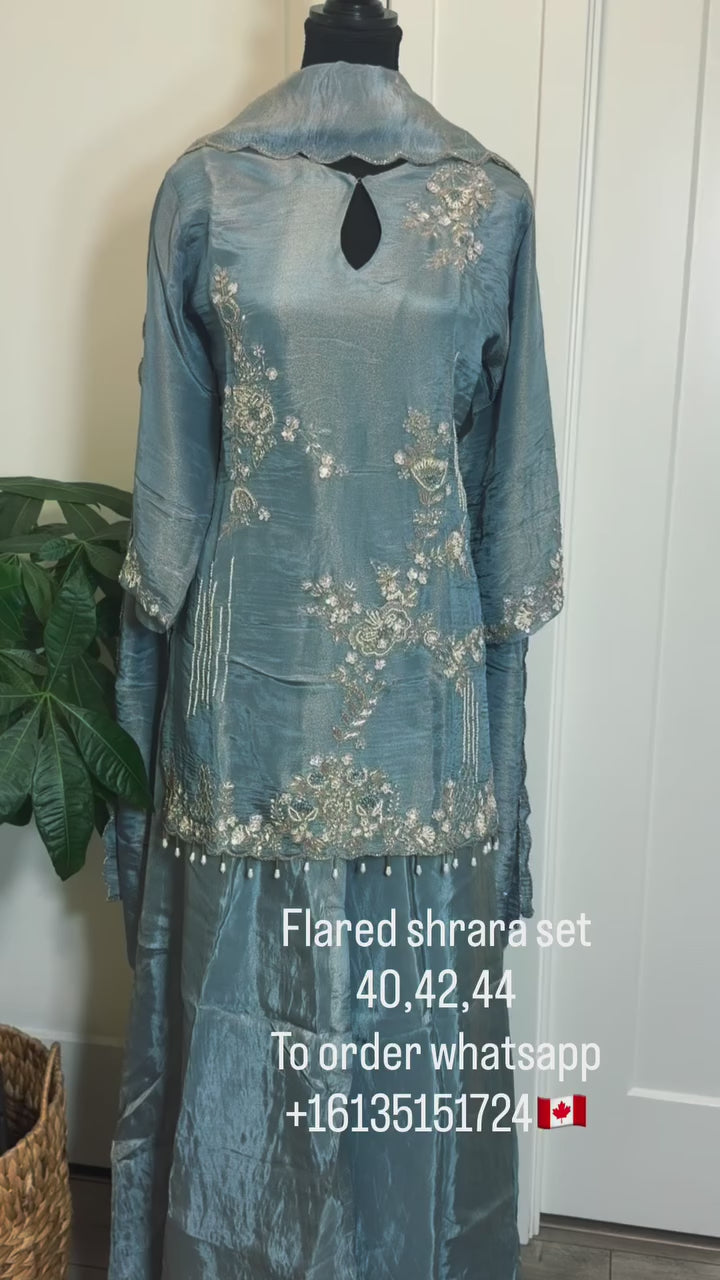 Powder Blue Russian Sharara Set