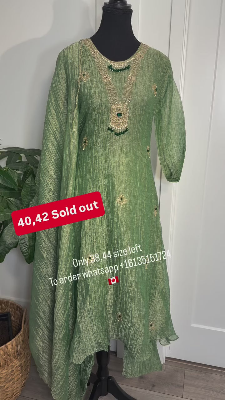 Crush Tissue Jewel-Neck Suit