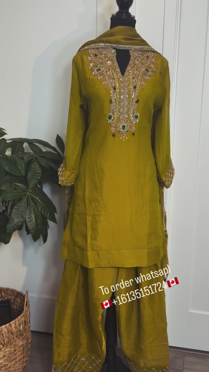 Mustard Kundan Farshi Salwar Suit