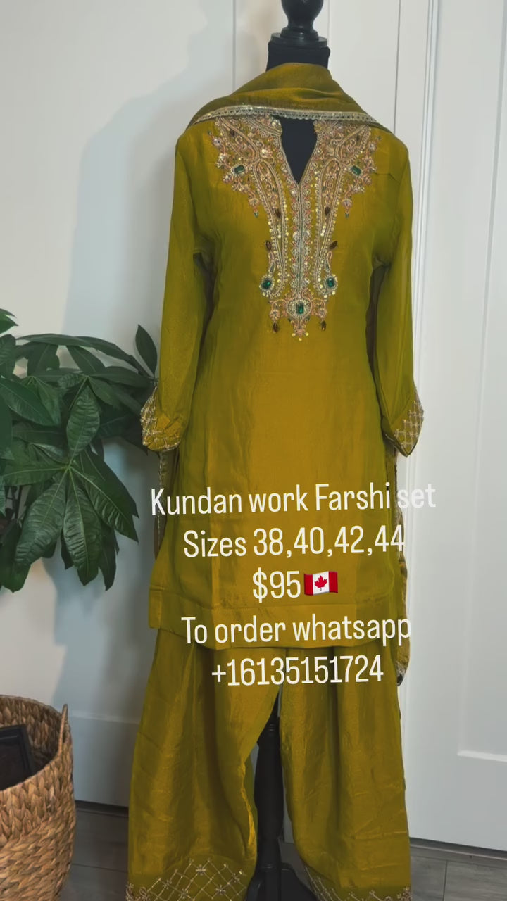 Mustard Gold Handwork 3-Piece Suit