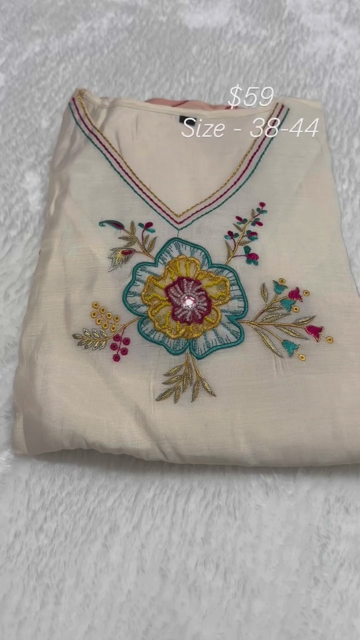 Ivory Floral Applique Suit