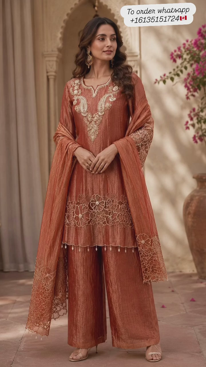 Rust Crush Shimmer 3-Piece Suit