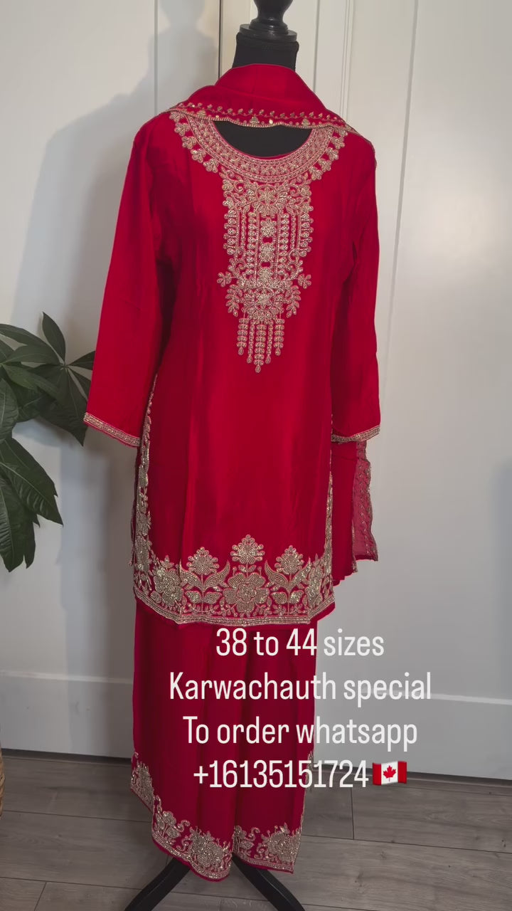 Red Beadwork 3-Piece Suit