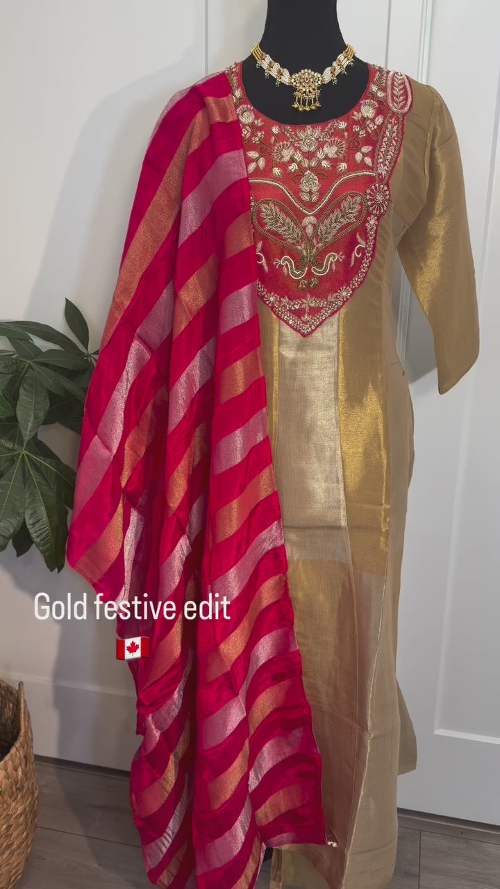 Royal Gold Kanjivaram Suit