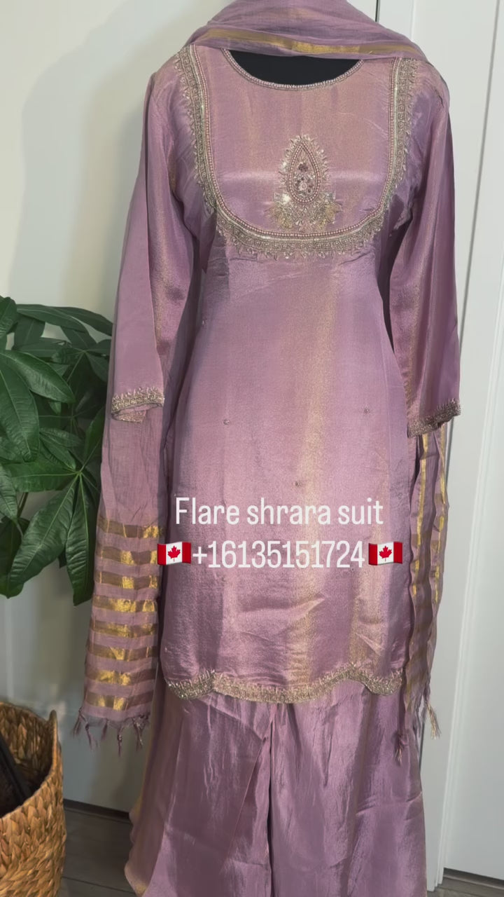 Lilac Flared Sharara Suit